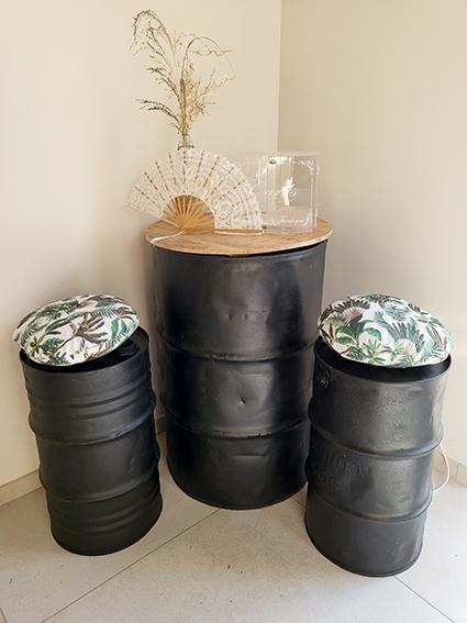 Location de bidon industriel table/mange debout pour mariage dans la Somme